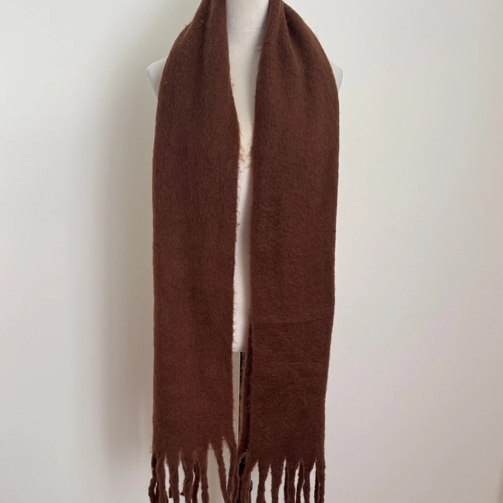 Cozy Brown Fringe Scarf